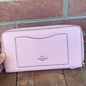 Coach Pink Leather Wallet with Minimalist Design